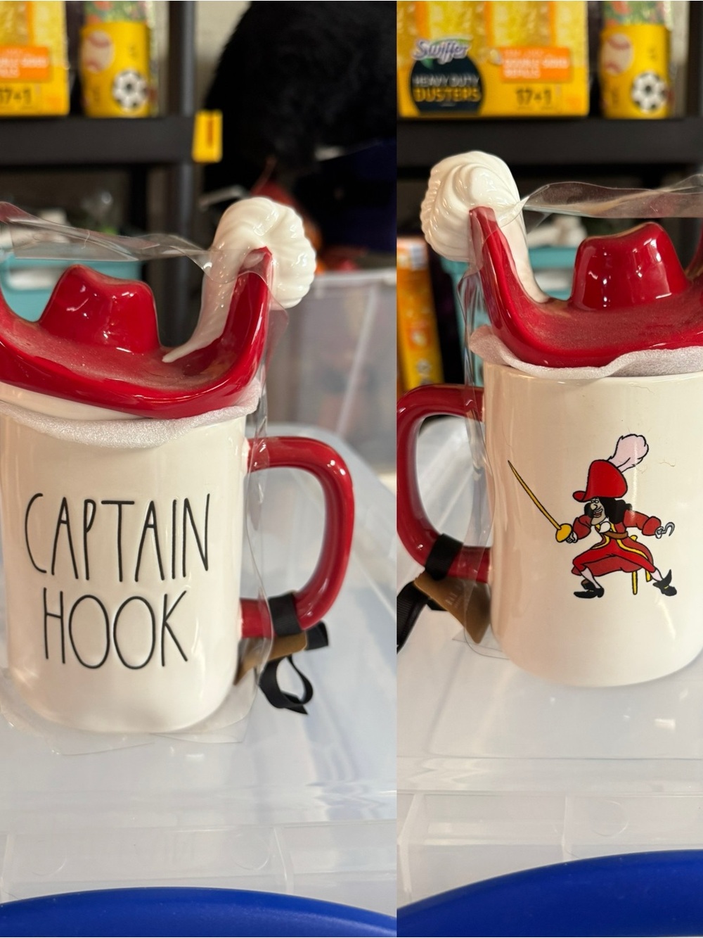 Rae Dunn Captain Hook Mug with Red Handle and Hat Lid
